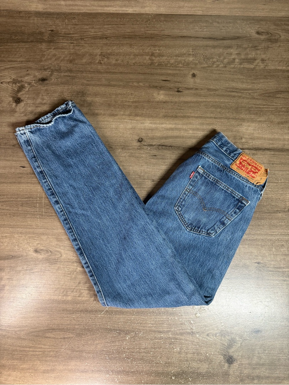 Levis 501 Original Fit Jeans Mens 32x34 Blue Dark Stonewash Straight Button Fly
